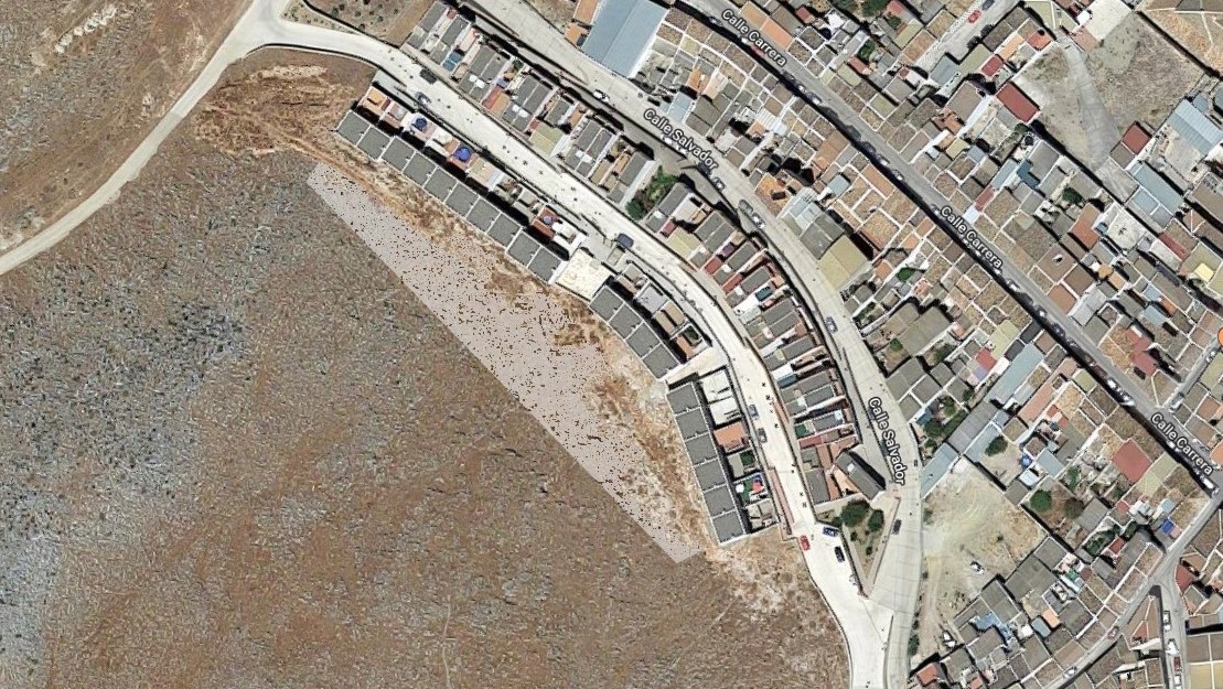 vista aérea zona sin urbanizar calle Cádiz Teba