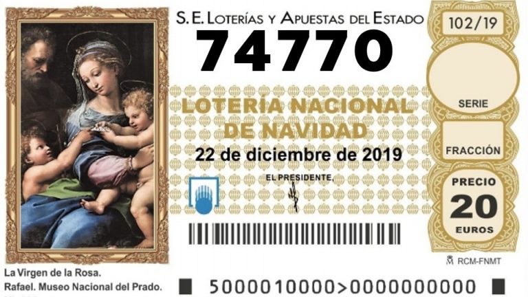74770 Quinto Premio Lotería Navidad 2019
