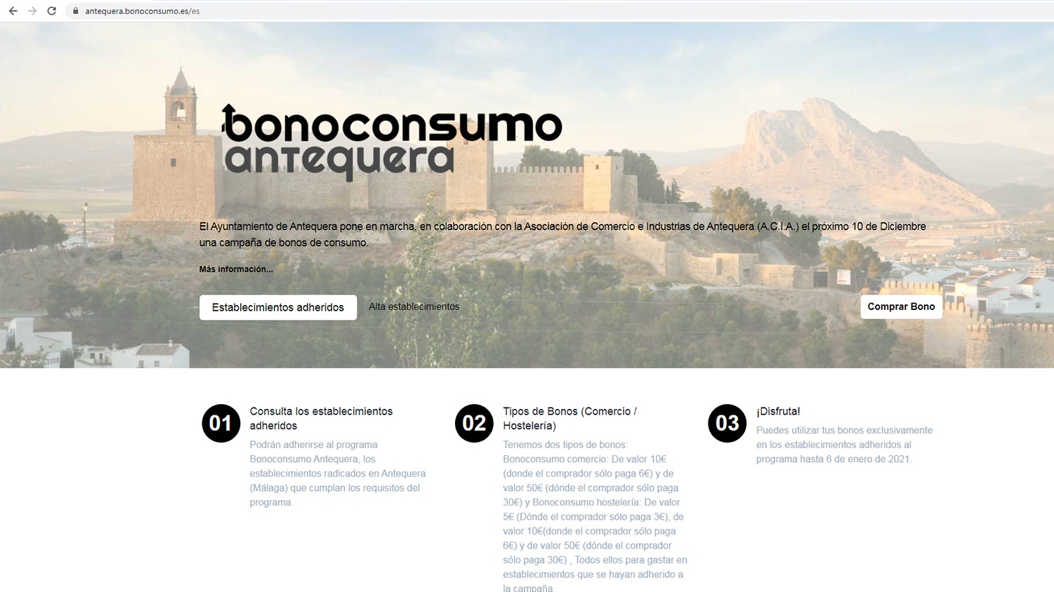 página web bonos consumo