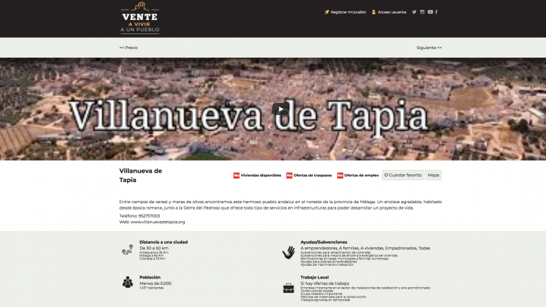 web Vente a vivir a un pueblo Villanueva de Tapia