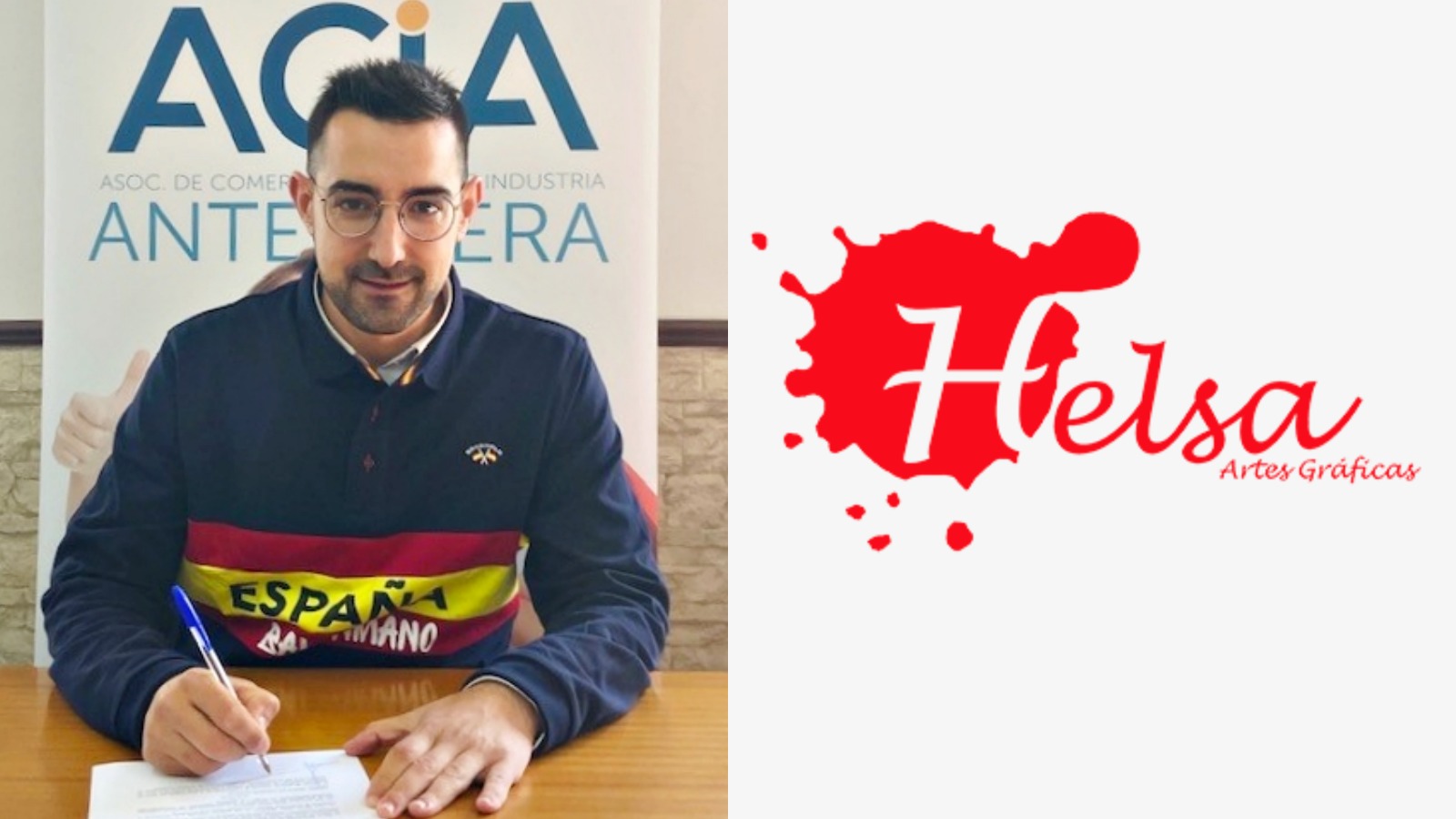 Jorge del Pino, presidente ACIA, y logo Helsa Artes Gráficas
