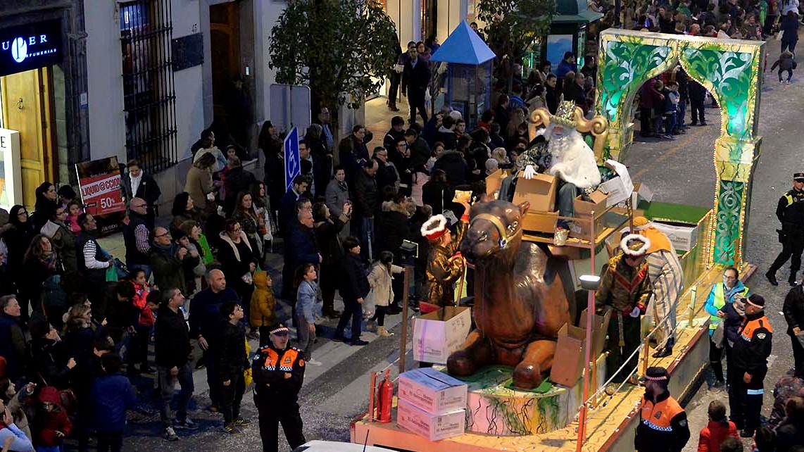 Carroza del Rey Melchor en la Cabalgata de los Reyes Magos en Antequera en 2018 (enero 2018)