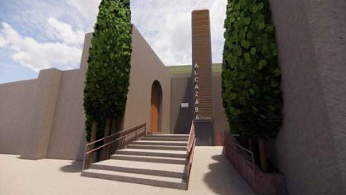 Recreación de las nuevas escaleras y el ascensor previsto instalar en la Alcazaba de Antequera (Foto Proyecto de Mejora y Acondicionamiento de la Alcazaba)