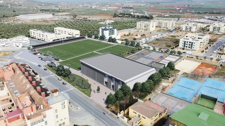 Recreación del proyecto del PSOE de Antequera para la ampliación del Complejo Deportivo de El Maulí (abril 2023)