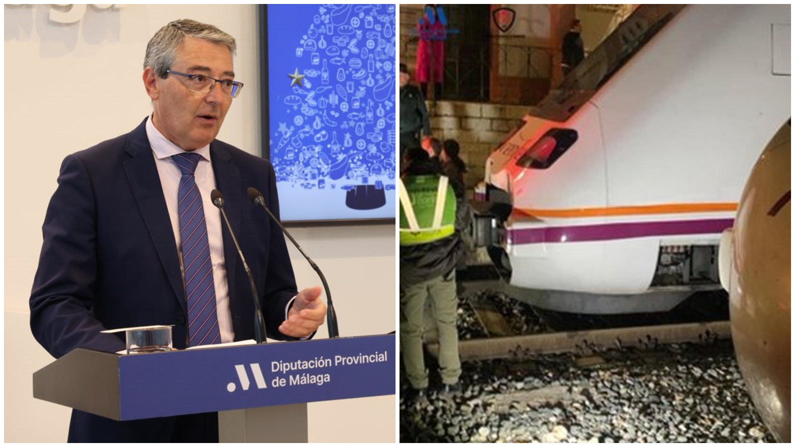 Presidente de la Diputación, Francisco Salado, y accidente de trenes en la Estación de El Chorro - Caminito del Rey