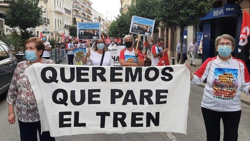 Manifestación de la Plataforma en Defensa del Tren Rural en Andalucía celebrada en Antequera