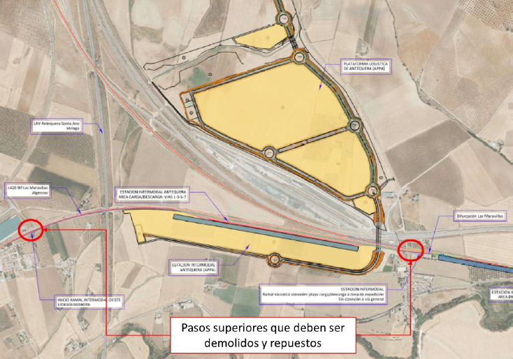 Plano de los pliegos de condiciones para el proyecto de terminal intermodal del Puerto Seco de Antequera