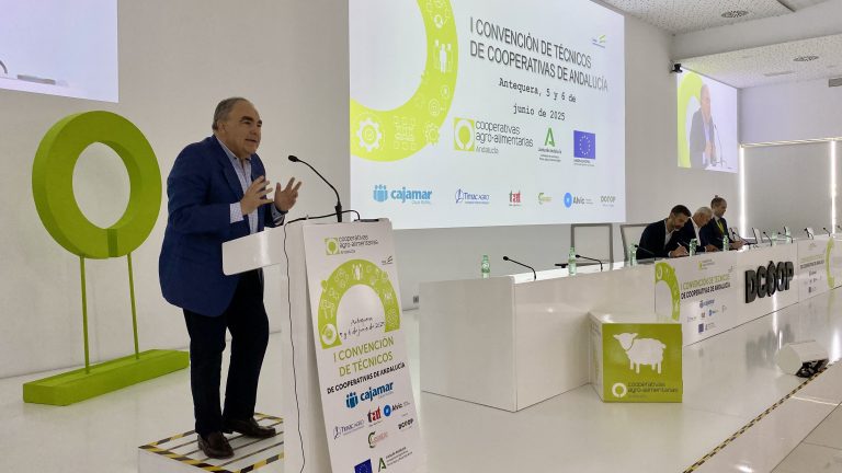 Antonio Luque, presidente de Dcoop, durante la inauguración de ‘I Convención de Técnicos de Cooperativas de Andalucía’ (junio 2025)