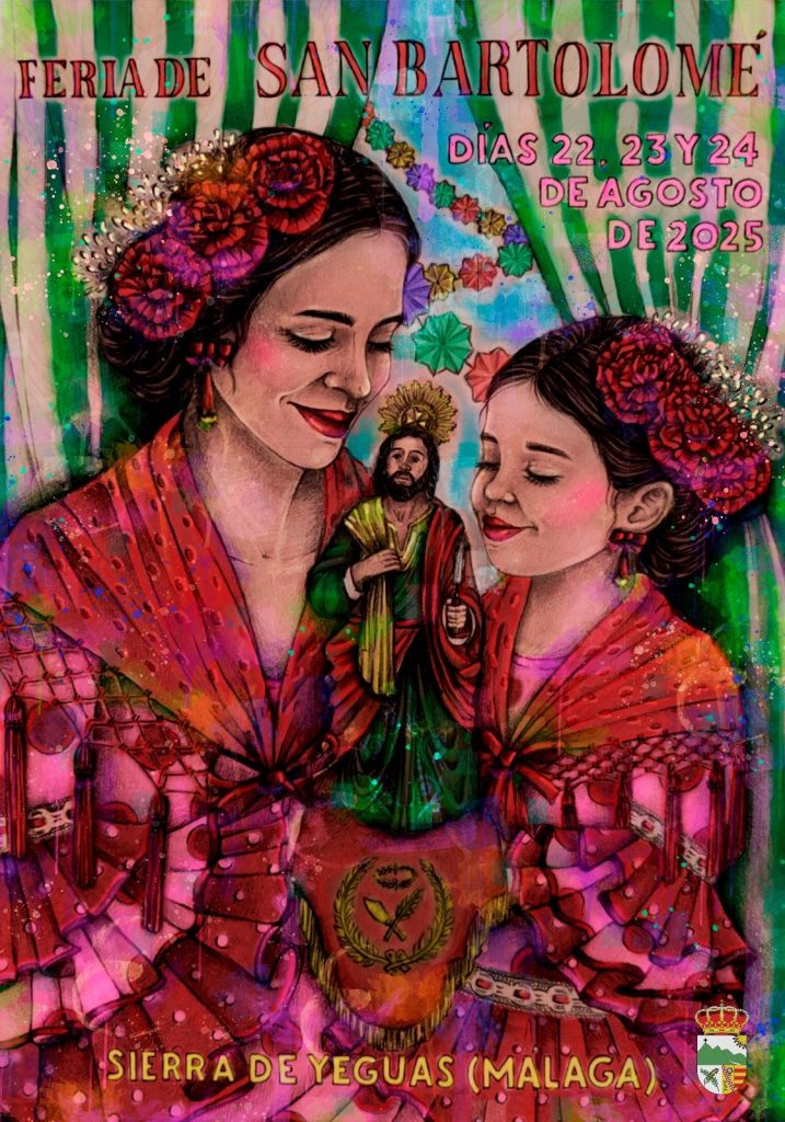 Cartel de la Feria de San Bartolomé 2025 de Sierra de Yeguas, obra de Carmen María Ruiz Sánchez