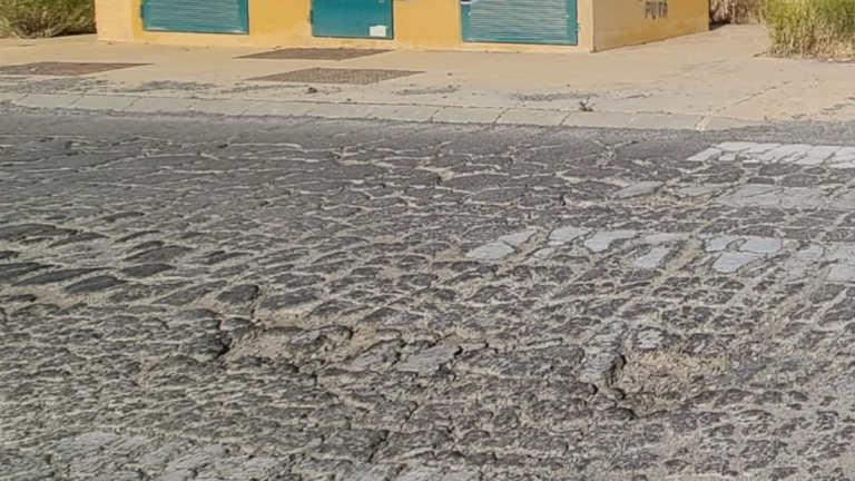 Estado de una de las calles del Parque Empresarial de Antequera (PEAN)