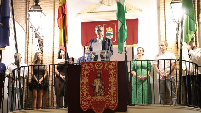 Juanma Martín Sánchez, durante el pregón de la Feria de San Bartolomé 2025