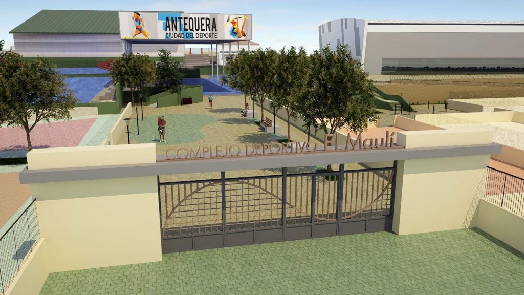 Recreación del nuevo acceso al Complejo Deportivo El Maulí de Antequera desde la calle Juan Pablo II (1) (agosto 2025)