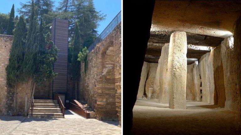 Entrada a la Alcazaba de Antequera e interior del Dolmen de Menga
