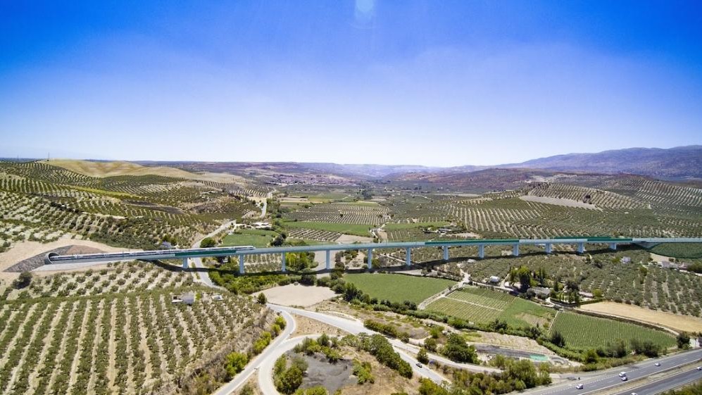 Recreación del viaducto de Salar de la línea ferroviaria Antequera-Granada