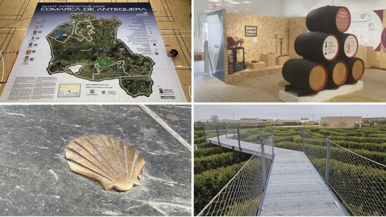 Mapa interactivo del GDR Antequera, Centro de Interpretación de la Viña, la Aceituna y el Aceite de Mollina, concha del Camino Mozárabe de Santiago y Laberintus Park