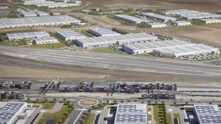 Recreación de la zona de la terminar intermodal del Puerto Seco de Antequera