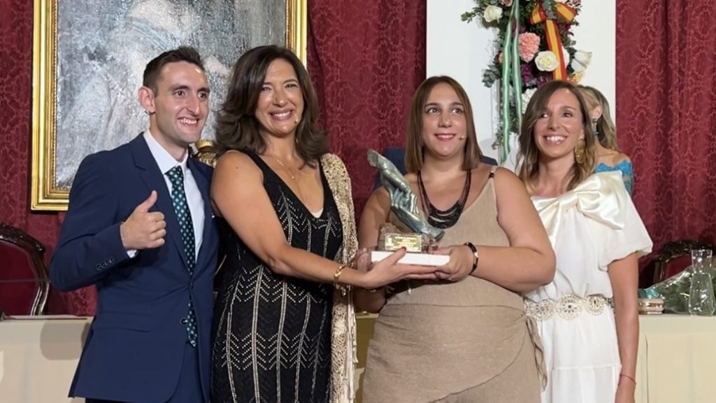 20260819 José Roda, Susana García, Milagros Fernández y Eva Ortiz, tras el pregón de la Real Feria de Agosto de Antequera