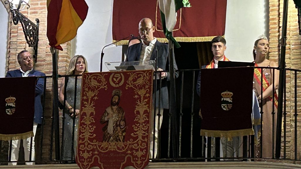 Fali Correro, durante el pregón de la Feria de San Bartolomé 2026