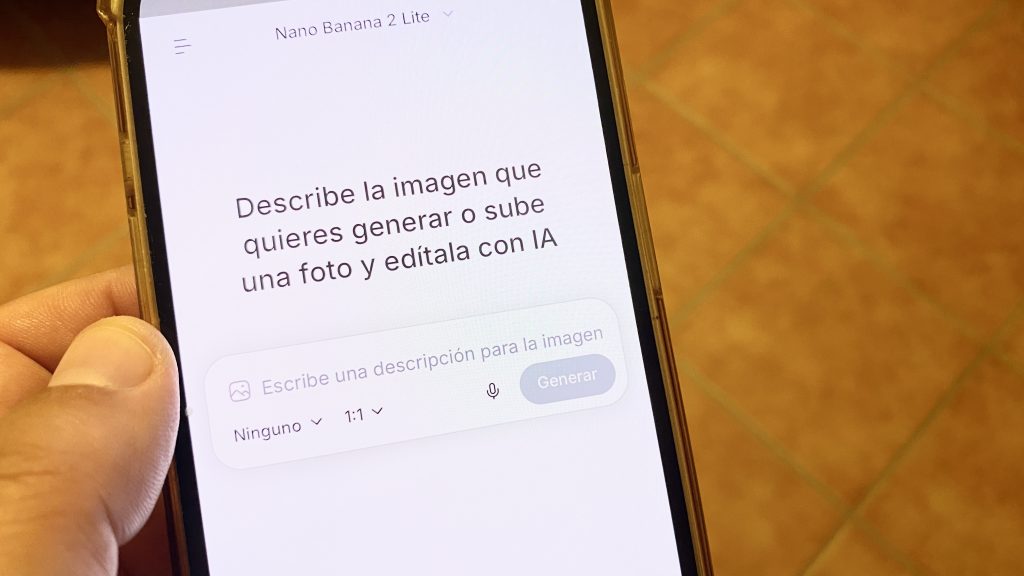 Usuario en una aplicación de IA generativa de imágenes